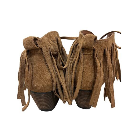 Coconuts Matisse Anthropologie Lambert Fringe Ankle Boots Brown 8.5 Cowgirl - Picture 7 of 7